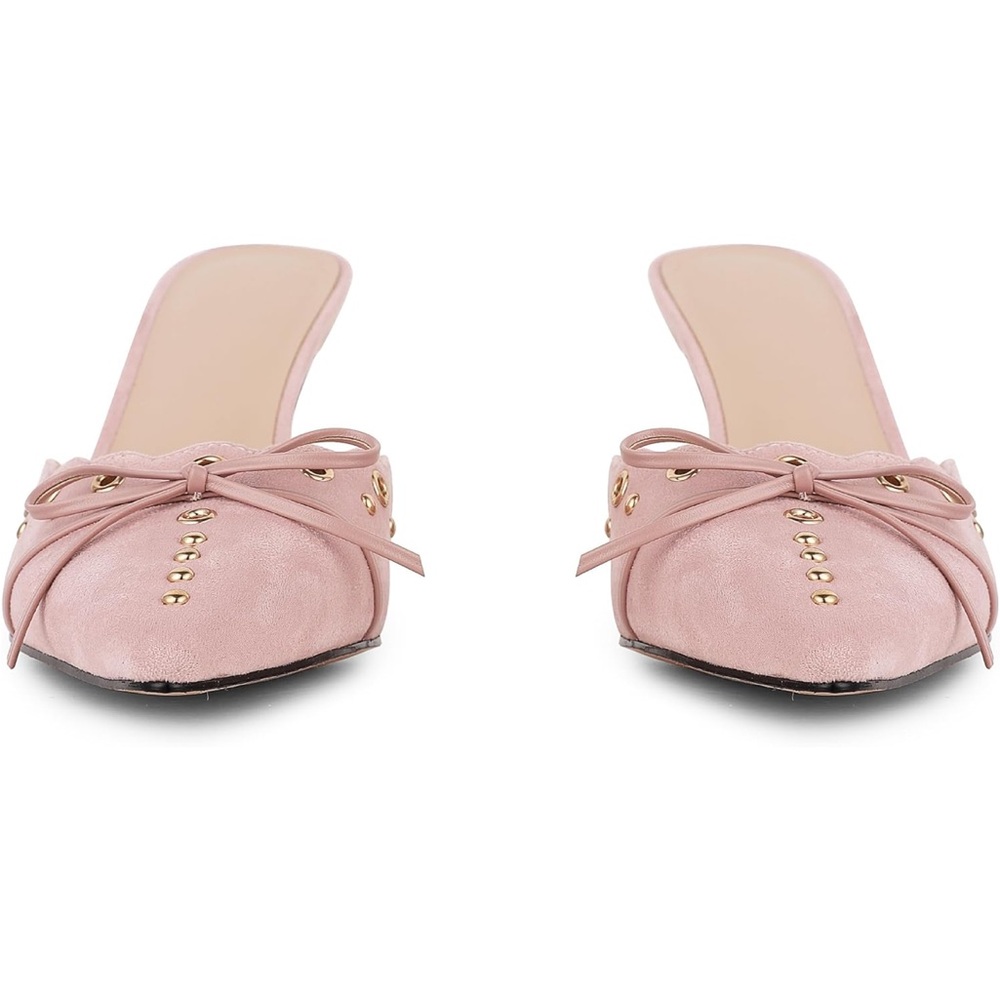 NEW IN BOX Pink Suede Pointy Toe Heeled Mules - Picture 4 of 10